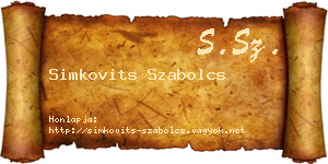 Simkovits Szabolcs névjegykártya